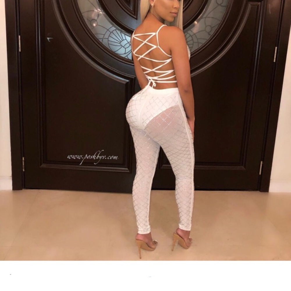 Nashi Crystal Two Piece Pants Set by Posh by V